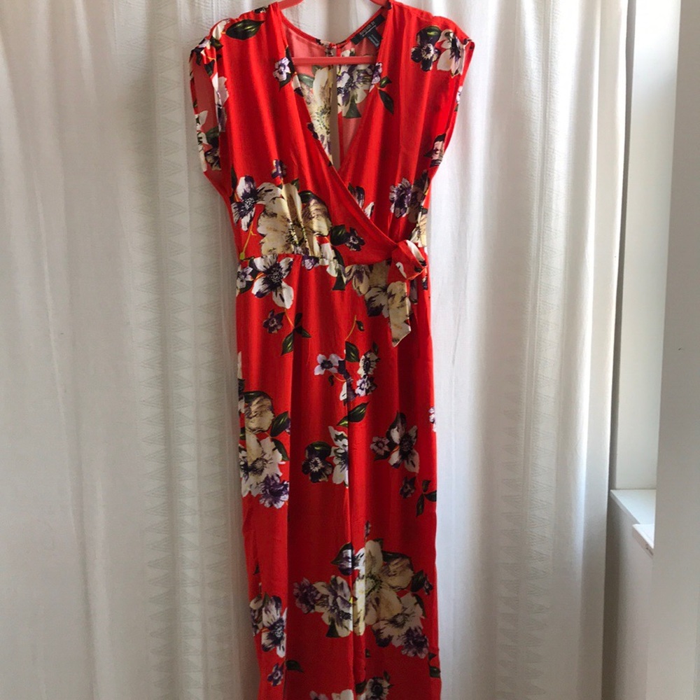 Red Floral Jump Suit